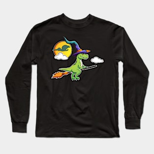 Dinosaur Witch Halloween Long Sleeve T-Shirt